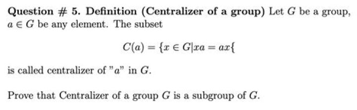 
What is centralizer of element? 